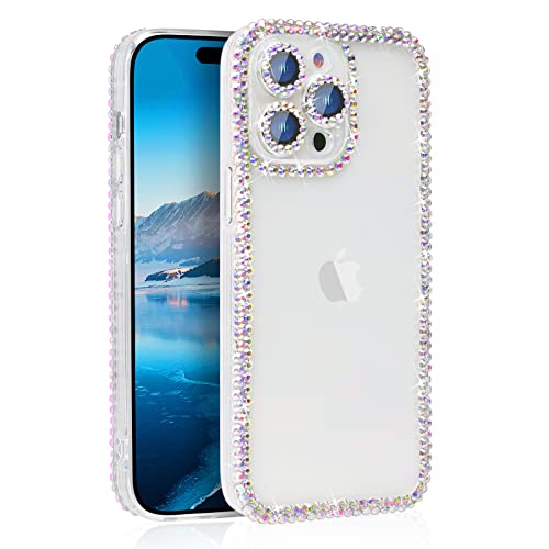 Bonitec Für iPhone 14 Plus Glitzer Hülle, iPhone 14 Plus Hülle mit Kameraschutz Frauen Mädchen mit Bling Sparkle Kristall Charms Glitzer Strass Diamant Schutzhülle für iPhone 14 Plus, Klar von Bonitec