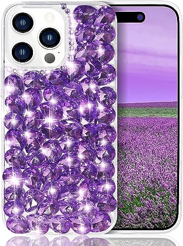 Bonitec Hülle Kompatibel mit iPhone 15 Pro Bling Hülle für Frauen, 3D Sparkle Diamant Strass Hülle Mädchen Glänzend Glitzer Luxus Handyhülle Case Lila Bonitec Hülle Kompatibel mit iPhone 15 Pro Bling Hülle für Frauen, 3D Sparkle Diamant Strass Hülle Mädchen Glänzend Glitzer Luxus Handyhülle Case Lila von Bonitec