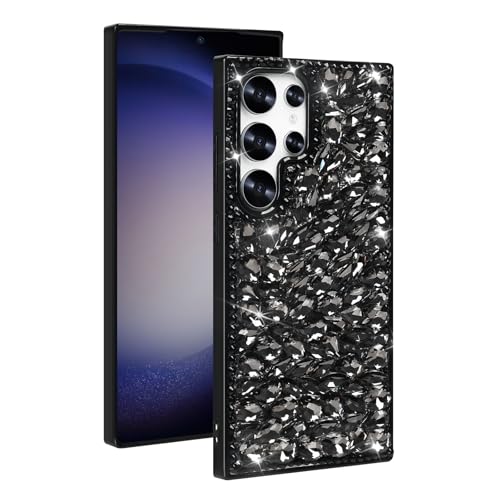 Bonitec Kompatibel mit Samsung Galaxy S24 Ultra Glitzer Hülle 3D Glitzer Sparkle Bling Case Kristall Strass Diamant Bumper Klare Edelsteine Süße Schutzhülle Girly Case für Galaxy S24 Ultra, Schwarz Bonitec Kompatibel mit Samsung Galaxy S24 Ultra Glitzer Hülle 3D Glitzer Sparkle Bling Case Kristall Strass Diamant Bumper Klare Edelsteine Süße Schutzhülle Girly Case für Galaxy S24 Ultra, Schwarz von Bonitec