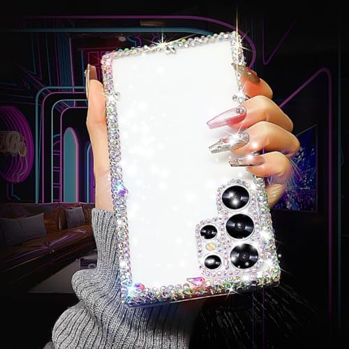 Bonitec Kompatibel mit Samsung Galaxy S25 Ultra Hülle für Mädchen Frauen 3D Glitzer Sparkle Bling Luxus Niedlich Glänzend Kristall Charms Strass Diamant Schutzhüllen Kameraschutz Cover Klar von Bonitec