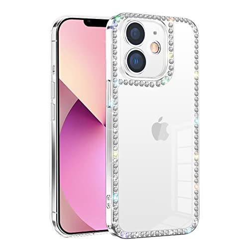 Bonitec Kompatibel mit iPhone 12 Hülle für Frauen Mädchen 3D Glitzer Sparkle Bling Hülle Luxus Glänzend Niedlich Kristall Klar Charms Strass Diamant Bumper Weiche TPU Cover Case für iPhone 12 von Bonitec