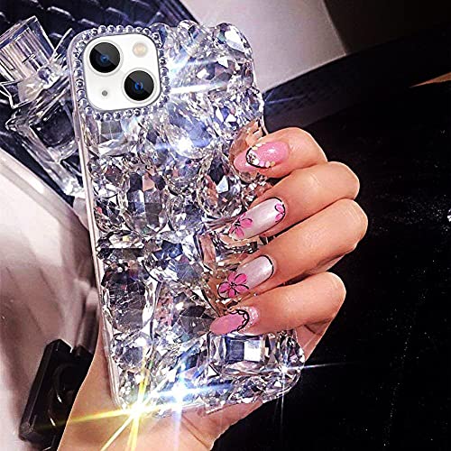 Bonitec Kompatibel mit iPhone 13 Mini Hülle, 3D Glitzer Sparkle Bling Case Luxus Glänzend Kristall Strass Diamant Bumper Clear Gems Cute Protective Girly Case Cover für Frauen Mädchen von Bonitec