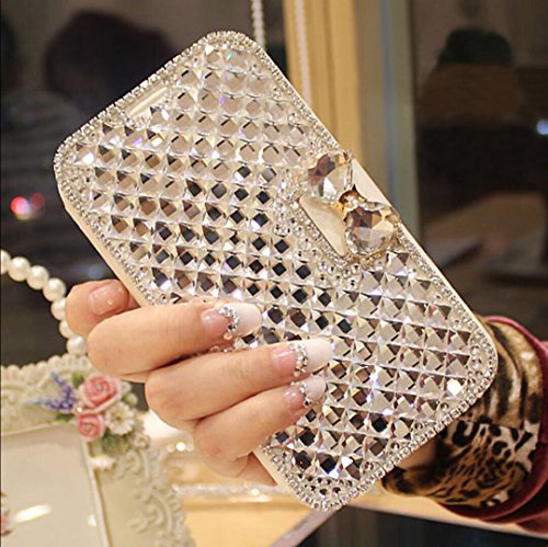 Bonitec Kompatibel mit iPhone 14 Plus Wallet Case für Frauen Luxus Niedlich Glänzend Bling Glitzer Schleife Kristall Diamant Strass Brieftasche Flip Stand Kickstand Schutzhülle Ganzkörperabdeckung von Bonitec