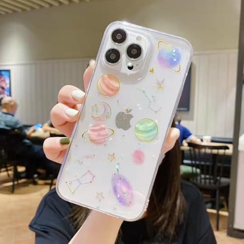 Bonitec Schutzhülle für iPhone 16e, Glitzer, Planet, Glitzer, Galaxie, Sternenstaub, Mond, Stern, Universum, weiches TPU-Silikon, stoßfest, transparent Bonitec Schutzhülle für iPhone 16e, Glitzer, Planet, Glitzer, Galaxie, Sternenstaub, Mond, Stern, Universum, weiches TPU-Silikon, stoßfest, transparent von Bonitec