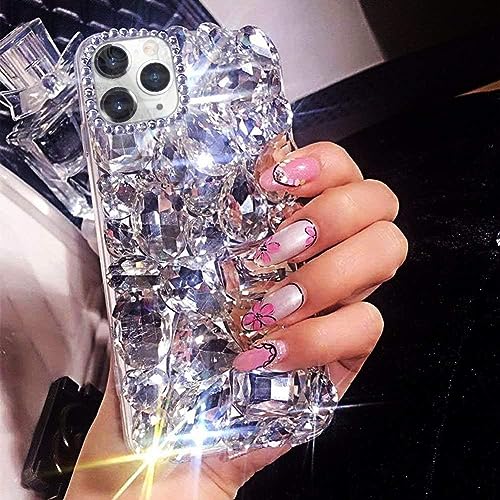 Bonitec für iPhone 15 Pro Bling Hülle für Frauen, 3D Sparkle Diamant Strass Hülle Mädchen, Glänzend Glitzer Luxus Handyhülle Case Klar von Bonitec