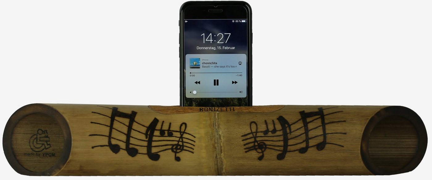 Bonizetti Lautsprecher (Bambus-Lautsprecher Pyrografie handgefertigt Echt Holz Handy Musikbox) von Bonizetti