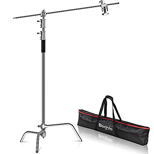 Bonnlo C Ständer, 150-300cm C Stand Stativ verstellbares Edelstahl-Stativ mit Auslegerarm für Fotoschirme, Reflektoren, Softboxen und Lampen von Bonnlo