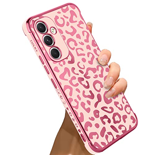 Bonoma Für Samsung Galaxy A34 5G Hülle Leopard Plating Galvanisiert Luxus Elegant Hülle Kameraschutz Weich TPU Stoßfest Schutzhülle Eckrückseite Galaxy A34 5G Hülle - Rosa von Bonoma