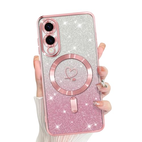 Bonoma Kompatibel mit Samsung Galaxy S25 Edge Hülle Unterstützung für MagSafe, Plating Herz Glitzer Magnetische Hülle TPU Kameraschutz Back Cover - Rosa Bonoma Kompatibel mit Samsung Galaxy S25 Edge Hülle Unterstützung für MagSafe, Plating Herz Glitzer Magnetische Hülle TPU Kameraschutz Back Cover - Rosa von Bonoma