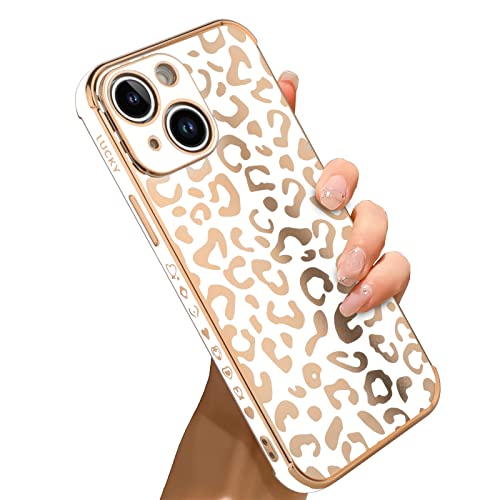 Bonoma Kompatibel mit iPhone 14 Hülle, Leopardenbeschichtung, galvanisiert, luxuriös, elegant, Kameraschutz, weiches TPU, stoßfest, Schutzhülle für iPhone 14, Weiß Bonoma Kompatibel mit iPhone 14 Hülle, Leopardenbeschichtung, galvanisiert, luxuriös, elegant, Kameraschutz, weiches TPU, stoßfest, Schutzhülle für iPhone 14, Weiß von Bonoma