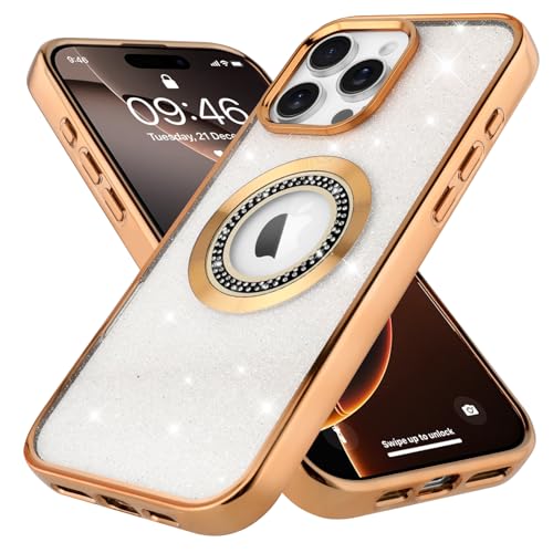 Bonoma Magnetische Schutzhülle für iPhone 16 Pro Max, Unterstützung für Magsafe, Glitzer, glitzernd, stoßfest, Kantenabdeckung, Gold Bonoma Magnetische Schutzhülle für iPhone 16 Pro Max, Unterstützung für Magsafe, Glitzer, glitzernd, stoßfest, Kantenabdeckung, Gold von Bonoma