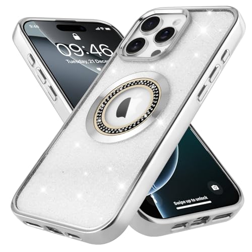 Bonoma Magnetische Schutzhülle für iPhone 16 Pro Max, unterstützt Magsafe, Glitzer, glitzernd, stoßfest, Kantenabdeckung, Silber Bonoma Magnetische Schutzhülle für iPhone 16 Pro Max, unterstützt Magsafe, Glitzer, glitzernd, stoßfest, Kantenabdeckung, Silber von Bonoma