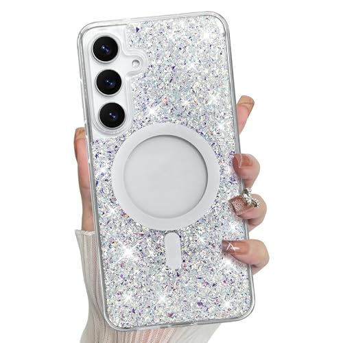 Bonoma Schutzhülle für Samsung Galaxy S24 Plus, glitzernde Rückseite mit Glitzer, magnetische Unterstützung für MagSafe-Schutzhülle, kristallklarer und robuster Schutz für Handyhülle – Kristall Bonoma Schutzhülle für Samsung Galaxy S24 Plus, glitzernde Rückseite mit Glitzer, magnetische Unterstützung für MagSafe-Schutzhülle, kristallklarer und robuster Schutz für Handyhülle – Kristall von Bonoma