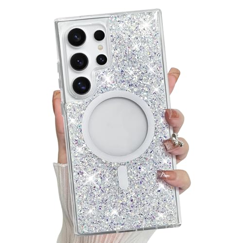 Bonoma Schutzhülle für Samsung Galaxy S24 Ultra, glitzernde Rückseite mit Glitzer, magnetische Unterstützung für MagSafe, stoßfeste Hülle, kristallklarer und robuster Schutz für Handyhülle, Kristall Bonoma Schutzhülle für Samsung Galaxy S24 Ultra, glitzernde Rückseite mit Glitzer, magnetische Unterstützung für MagSafe, stoßfeste Hülle, kristallklarer und robuster Schutz für Handyhülle, Kristall von Bonoma