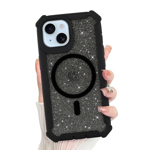 Bonoma Schutzhülle für iPhone 15, glitzernde Rückseite mit Glitzer, magnetische Unterstützung für MagSafe, stoßfeste Abdeckung, Kristall und Ecken, hochbelastbarer Schutz für Mädchen und Frauen Bonoma Schutzhülle für iPhone 15, glitzernde Rückseite mit Glitzer, magnetische Unterstützung für MagSafe, stoßfeste Abdeckung, Kristall und Ecken, hochbelastbarer Schutz für Mädchen und Frauen von Bonoma