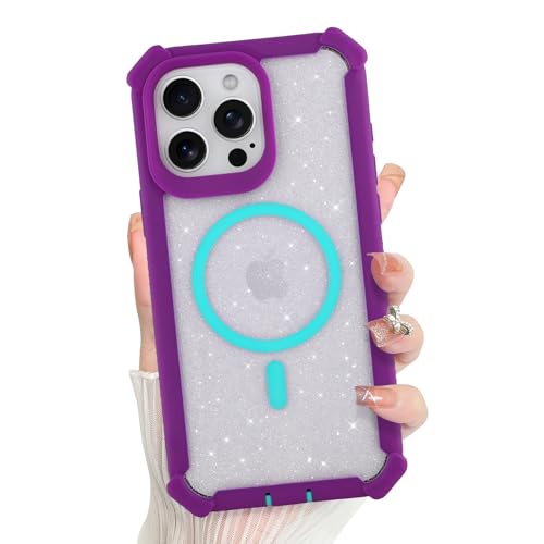 Bonoma Schutzhülle für iPhone 15 Pro Max, glitzernde Rückseite mit Glitzer, magnetische Unterstützung für MagSafe, stoßfeste Abdeckung, Kristall und Ecken, hochbelastbarer Schutz für Mädchen und Bonoma Schutzhülle für iPhone 15 Pro Max, glitzernde Rückseite mit Glitzer, magnetische Unterstützung für MagSafe, stoßfeste Abdeckung, Kristall und Ecken, hochbelastbarer Schutz für Mädchen und von Bonoma