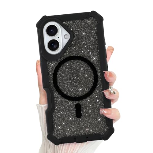 Bonoma Schutzhülle für iPhone 16, glitzernde Rückseite mit Glitzer, magnetische Unterstützung für MagSafe, stoßfeste Abdeckung, Kristall und Ecken, hochbelastbarer Schutz für Mädchen und Frauen Bonoma Schutzhülle für iPhone 16, glitzernde Rückseite mit Glitzer, magnetische Unterstützung für MagSafe, stoßfeste Abdeckung, Kristall und Ecken, hochbelastbarer Schutz für Mädchen und Frauen von Bonoma