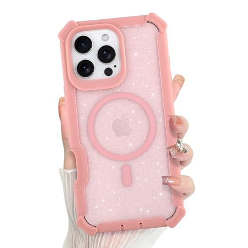Bonoma Schutzhülle für iPhone 16 Pro Max, glitzernde Rückseite mit Glitzer, magnetische Unterstützung für MagSafe, stoßfeste Abdeckung, Kristall und Ecken, hochbelastbarer Schutz für Mädchen und Bonoma Schutzhülle für iPhone 16 Pro Max, glitzernde Rückseite mit Glitzer, magnetische Unterstützung für MagSafe, stoßfeste Abdeckung, Kristall und Ecken, hochbelastbarer Schutz für Mädchen und von Bonoma