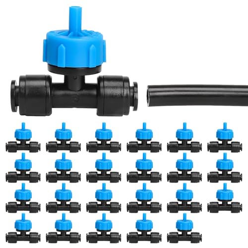 Bonviee 1/4 Zoll Push-to-Connect Tee mit druckausgleichenden Tropfern, 24 Stück - gleichmäßige Bewässerung für Hänge, Garten, Gewächshaus Bonviee 1/4 Zoll Push-to-Connect Tee mit druckausgleichenden Tropfern, 24 Stück - gleichmäßige Bewässerung für Hänge, Garten, Gewächshaus von Bonviee