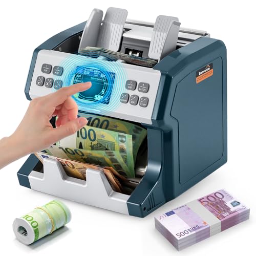 Bonvoisin Geldzählmaschine Scheine, Wertzählung für gemischte Banknoten mit 2 CIS Falschgelderkennung, 800-1200 Stück/min, Professionell Banknotenzähler für 15 Währungen, Berührbarer Bildschirm (EU) Bonvoisin Geldzählmaschine Scheine, Wertzählung für gemischte Banknoten mit 2 CIS Falschgelderkennung, 800-1200 Stück/min, Professionell Banknotenzähler für 15 Währungen, Berührbarer Bildschirm (EU) von Bonvoisin