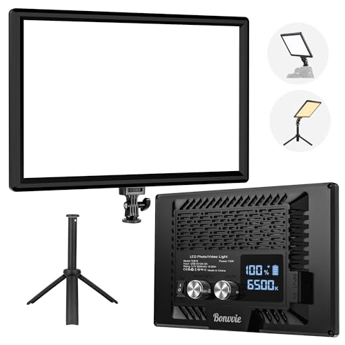 Bonvvie LED Video Dauerlicht Kit, 3000-6500K Fotolicht für Studio & Outdoor Fotografie, Vlog, Videokonferenz, Live Stream, CRI 97+ Zweifarbiges Kameralicht mit Wiederaufladbarem 5000mAh Li-ion Akku Bonvvie LED Video Dauerlicht Kit, 3000-6500K Fotolicht für Studio & Outdoor Fotografie, Vlog, Videokonferenz, Live Stream, CRI 97+ Zweifarbiges Kameralicht mit Wiederaufladbarem 5000mAh Li-ion Akku von Bonvvie
