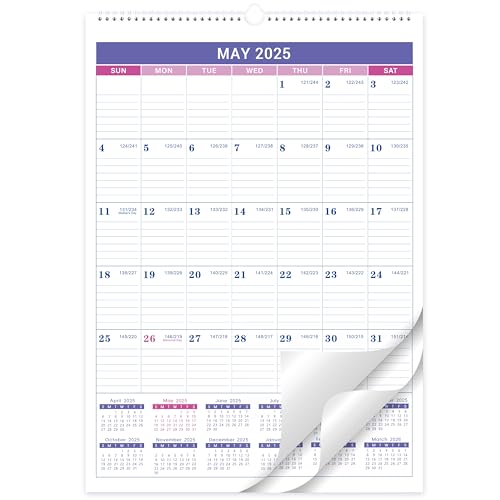 Wandkalender 2025-2026, April 2025 bis August 2026, Wandkalender 17 Monate 2025-2026, 12 x 17 Zoll, große Blöcke, Kalender, Spiralbindung Wandkalender 2025-2026, April 2025 bis August 2026, Wandkalender 17 Monate 2025-2026, 12 x 17 Zoll, große Blöcke, Kalender, Spiralbindung von BooQool