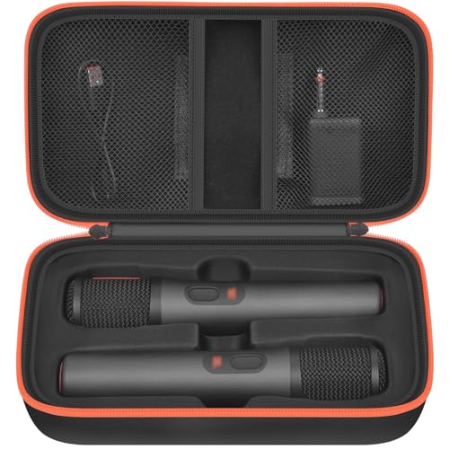 Boobowl Bluetooth Mikrofon Wireless Case Kompatibel mit JBL PartyBox Wireless Mic -2X Digital Mikrofone Portable Wireless Mic Storage Holder for Rechargeable Battery, Receivers, Adapter (Black) von Boobowl