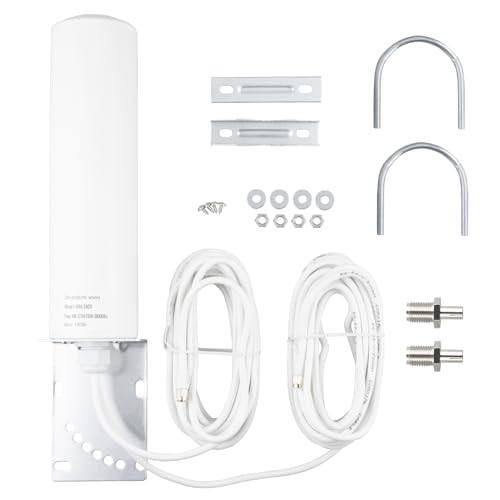 BOOBRIE 4G 5G LTE Antenne Outdoor 10dBi Antenne 698-2700 3300-3800MHz WiFi Antenne Outdoor SMA Stecker RG58 Kabel 5M SMA Buchse zu TS9 Stecker Adapter Hohe Verstärkung 3G 4G LTE OmniDirectional von Boobrie