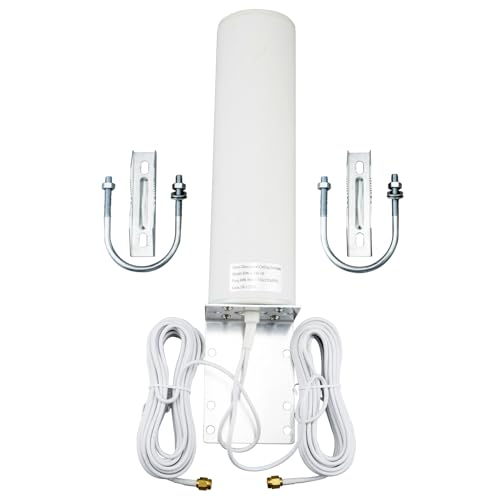 BOOBRIE 698-2700 MHz 4G Antenne für den Außenbereich, 10DBi Dual SMA Stecker, RG174 Kabel, 5 m hohe Verstärkung, WLAN-Antenne, Outdoor, 3G, 4G, LTE, omnidirektionale Halterung, Antenne für 4G LTE von Boobrie