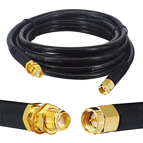 BOOBRIE Verbessert SMA Stecker Buchse RG58/U Kabel 3M SMA Stecker zu SMA Buchse Koaxial Verlängerungskabel Low Loss SMA Verlängerungskabel für WiFi Router 3G 4G LTE Antenne WiFi (nicht für TV) von Boobrie