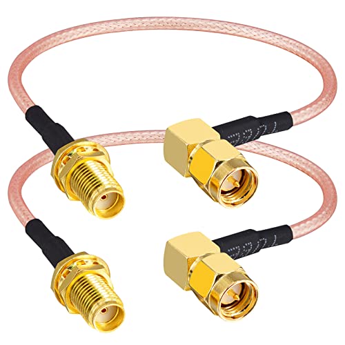 Boobrie 2 x Kabel SMA Buchse auf SMA Stecker rechtwinklig SMA RG316 15 cm Antennenkabel Wifi Kabel SMA Stecker 90 Grad SMA Buchse Verbinder Trennwand für mobile Antenne / WLAN-Antenne etc. von Boobrie