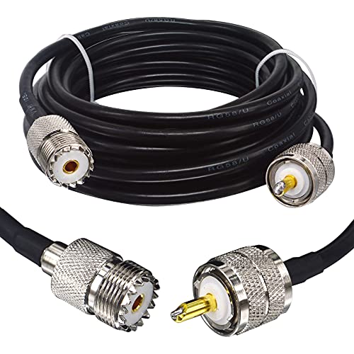 Boobrie Verbessert RG58 5M UHF Kabel SuperFlex RG58 Koaxialkabel Adapter PL259 SO239 Koaxialkabel UHF-Stecker auf UHF-Buchse CB-Verlängerungskabel Verlustarmes Kabel für CB-Amateurfunk/Antenne von Boobrie