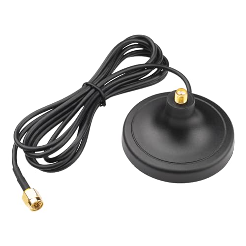 BOOBRIE DC-3000MHz SMA Buchse Magnetische Antennenhalterung Antennenfuss Magnet mit 1.6M RG174 SMA Stecker WiFi Antenne Verlängerung Koaxialkabel Stecker für WiFi VHF LoRa IoT 4G GSM Saugnapf-Antenne von Boobrie