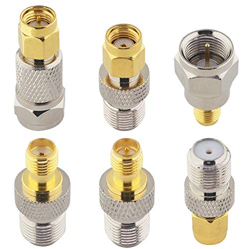 Boobrie F zu SMA/RP-SMA Kit 6 Stück Typ F auf SMA und RP SMA Set SMA auf RG6 Adapter, Koaxialstecker von Buchse zu Buchse Koaxialstecker Buchse zu Stecker für WiFi/Radio/TV-Antenne/FPV Drohnen Kabel von Boobrie