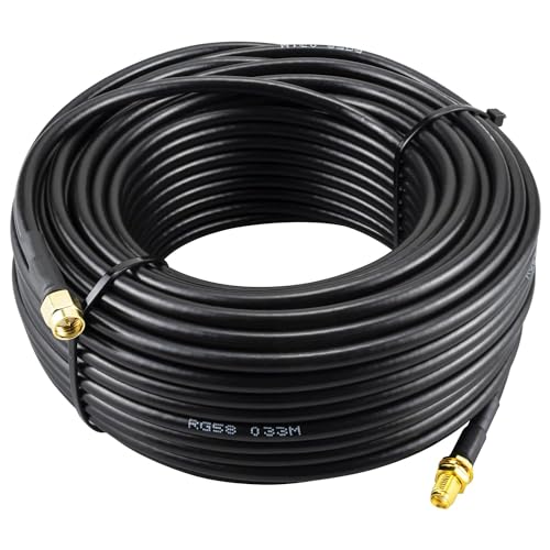 Boobrie SMA-Kabel mit Buchse, 25 Meter, RG58-Kabel, 50 Ohm, SMA-Stecker mit geringer Verlust, SMA-Antenne, für WLAN-Router, 3G, 4G, LTE, WiFi, WLAN-Router, GPS-Router (nicht für TV) von Boobrie