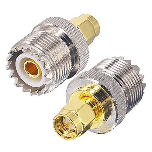 Boobrie UHF Buchse auf SMA Stecker Adapter 2 Stück UHF auf SMA Koaxial Verbinder HF Coax Stecker SO239 Handantenne PL-259 Konverter SO239 SMA Stecker für Walkie Talkie Antennen Broadcast Radios WiFi von Boobrie