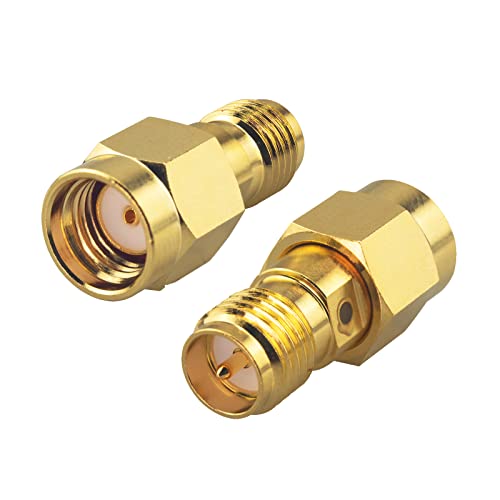 Boobrie Verbessert 2 Stück Koaxialstecker RP-SMA Stecker zu RP-SMA Buchse TV-Antenne vergoldet Koaxial-TV-Kabel SMA WiFi Adapter FPV Drohne Signal Booster Wireless LAN Gerät von Boobrie