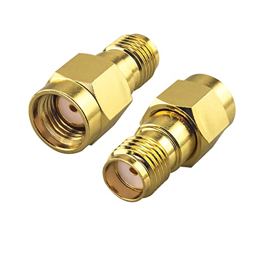 Boobrie Verbessert 2 Stück Koaxialstecker SMA Buchse zu RP-SMA Stecker TV-Antenne 0.05 vergoldet Koaxial-TV-Kabel SMA WiFi Adapter FPV Drohne Signal Booster Wireless LAN Gerät von Boobrie
