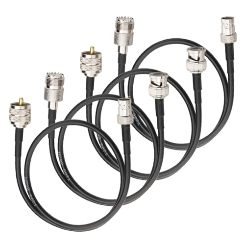 Boobrie Verbesserte 4PCS BNC zu UHF Kabel 50CM Kit BNC zu SO239 PL259 Kabel 0-6GHz Low Loss UHF SO239 PL259 Verlängerung CB Radio Antennenkabel LMR200 Äquivalent, besser als RG58 von Boobrie