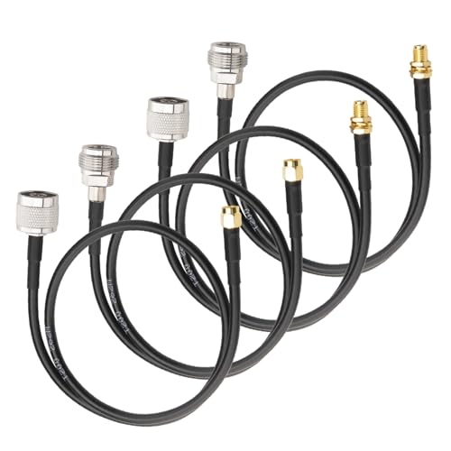Boobrie Verbesserte 4PCS SMA zu N Typ Kabel 50CM Kit N Typ zu SMA Kabel 50ohms N Männlich N Weiblich WiFi Antenne Verlängerung Koaxialkabel LMR200 Äquivalent, Besser als RG58 von Boobrie