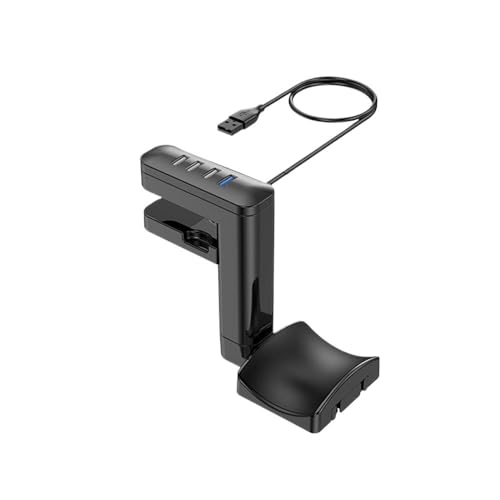 BooeDareno Kopfhörer-Halterung, schwenkbar, für PC-Gaming-Headset, Ständer, Halterung mit USB-Anschlüssen, Hub unter dem Schreibtisch, Ohrhörer-Haken (USB 3.0) von BooeDareno