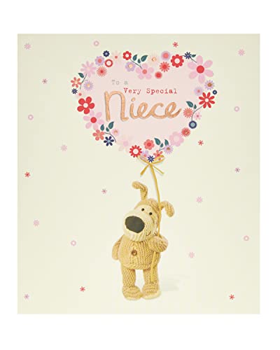 Boofle Geburtstagskarte für Nichte mit Umschlag – niedliches Design großen Blumenballon von Boofle