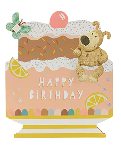 Boofle Geburtstagskarte – niedliche Karte für Freunde – niedliche Geburtstagskarte für sie – Happy Birthday Sat on Giant Cake von Boofle