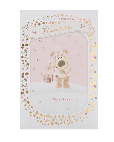 Boofle Weihnachtskarte Very Wonderful Nannie, niedliche Weihnachtskarten von Boofle