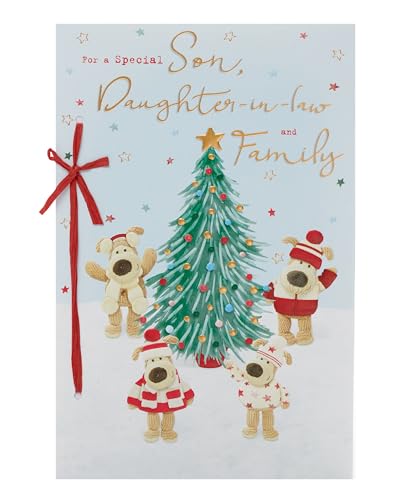 Boofle Weihnachtskarte für Sohn, Schwiegertochter und Familie, niedliche Weihnachtskarten von Boofle
