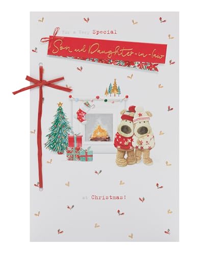 Boofle Weihnachtskarte für Sohn und Schwiegertochter, verziert von Boofle