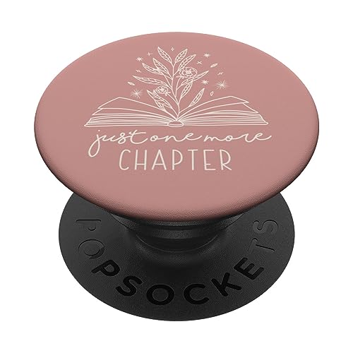 Just One More Chapter – Blumenbuchliebhaber (Dusty Rose) PopSockets mit austauschbarem PopGrip von Book Lover Gifts by Vine Mercantile