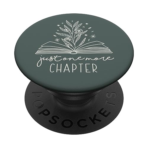 Just One More Chapter – Blumenbuchliebhaber (Waldgrün) PopSockets mit austauschbarem PopGrip von Book Lover Gifts by Vine Mercantile