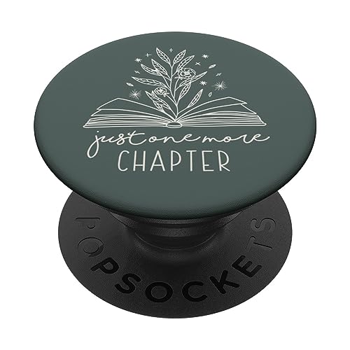 Book Lover Gifts by Vine Mercantile Just One More Chapter – Floral Book Lover (Waldgrün) PopSockets Klebender PopGrip für die meisten Geräte mit glatter, harter Plastikhülle von Book Lover Gifts by Vine Mercantile