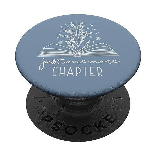 Just One More Chapter Buchliebhaber mit Blumenmuster, Blau PopSockets Klebender PopGrip von Book Lover Gifts by Vine Mercantile